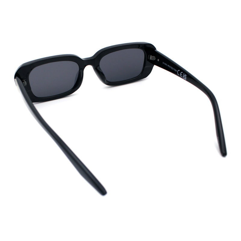 Womens Luxe Mod Fashion Rectangle Beveled Thick Plastic Sunglasses
