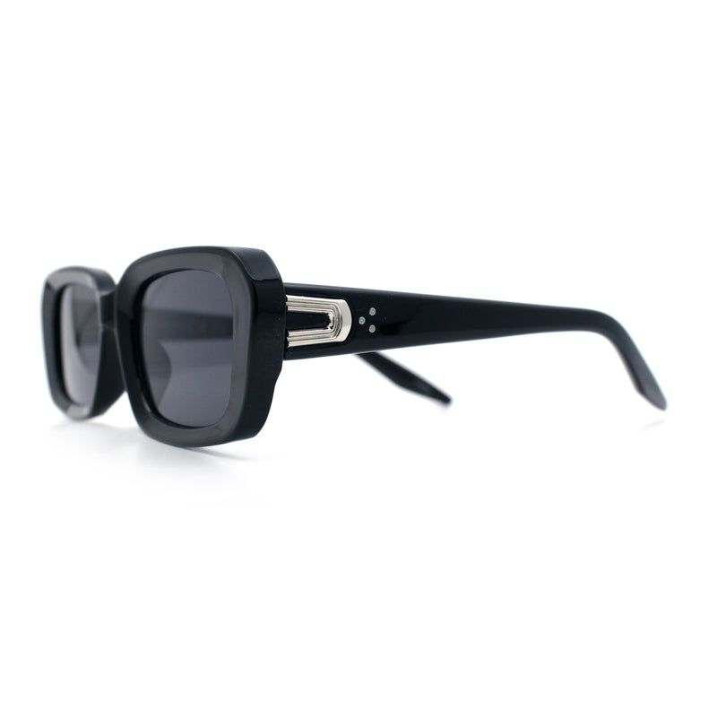 Womens Luxe Mod Fashion Rectangle Beveled Thick Plastic Sunglasses