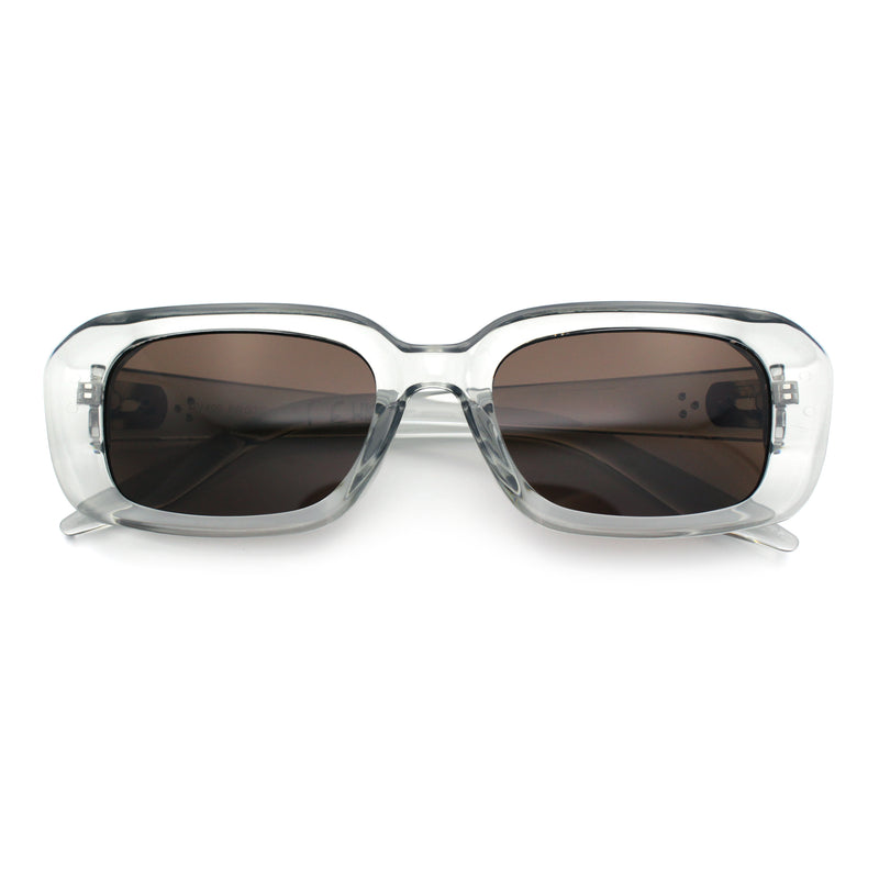 Womens Luxe Mod Fashion Rectangle Beveled Thick Plastic Sunglasses