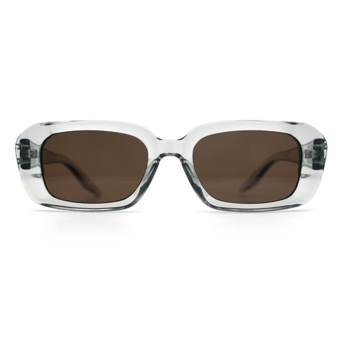 Womens Luxe Mod Fashion Rectangle Beveled Thick Plastic Sunglasses