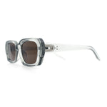 Womens Luxe Mod Fashion Rectangle Beveled Thick Plastic Sunglasses