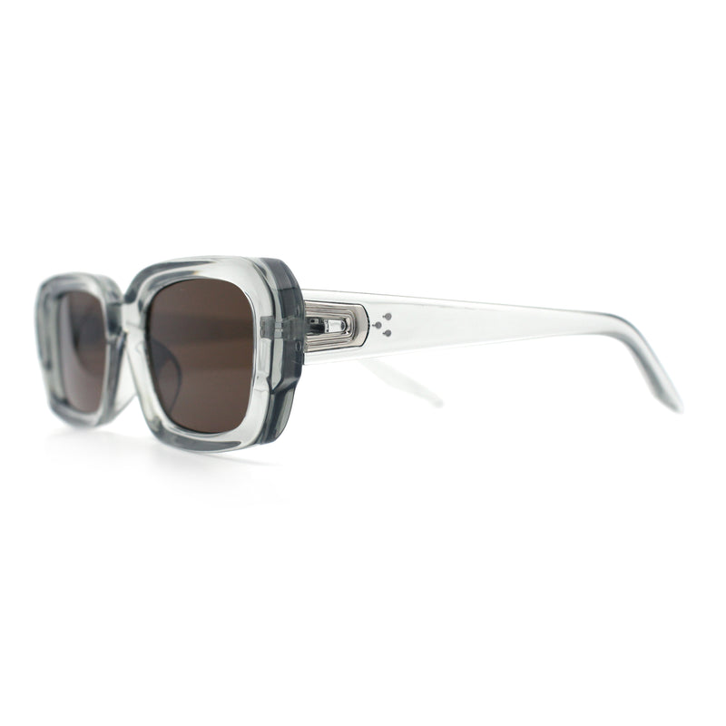 Womens Luxe Mod Fashion Rectangle Beveled Thick Plastic Sunglasses