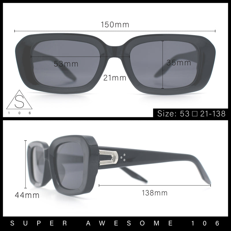 Womens Luxe Mod Fashion Rectangle Beveled Thick Plastic Sunglasses
