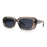 Womens Luxe Mod Fashion Rectangle Beveled Thick Plastic Sunglasses