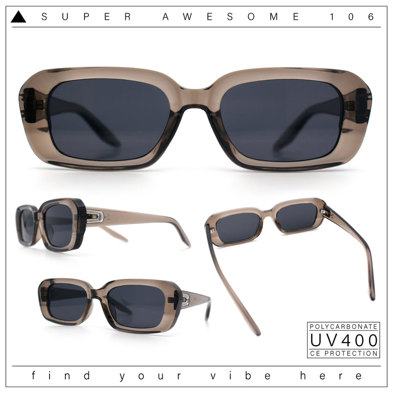 Womens Luxe Mod Fashion Rectangle Beveled Thick Plastic Sunglasses