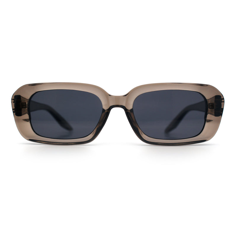 Womens Luxe Mod Fashion Rectangle Beveled Thick Plastic Sunglasses