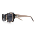 Womens Luxe Mod Fashion Rectangle Beveled Thick Plastic Sunglasses