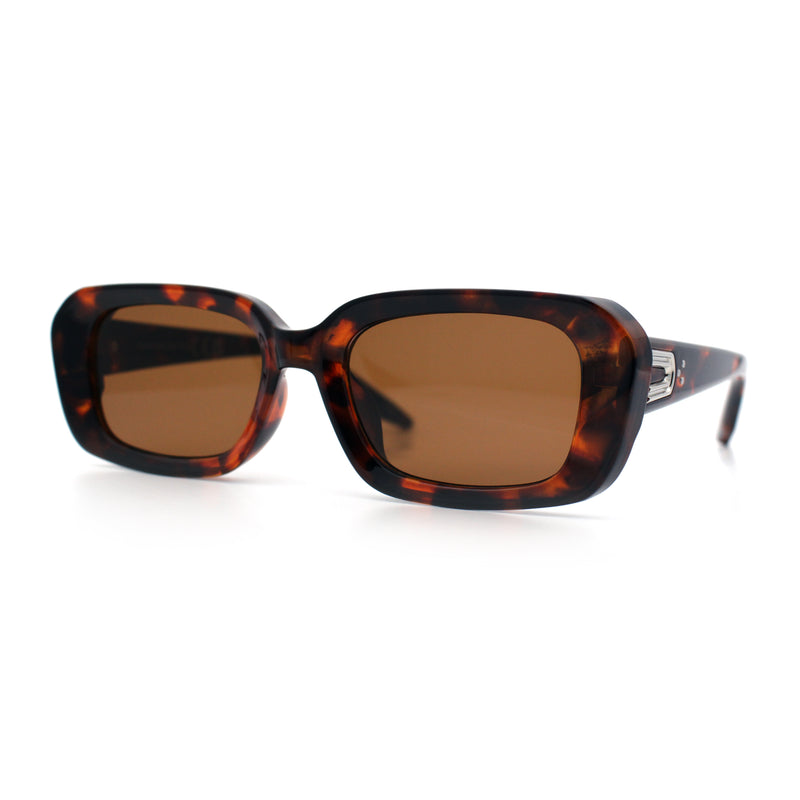 Womens Luxe Mod Fashion Rectangle Beveled Thick Plastic Sunglasses
