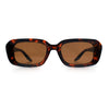 Womens Luxe Mod Fashion Rectangle Beveled Thick Plastic Sunglasses