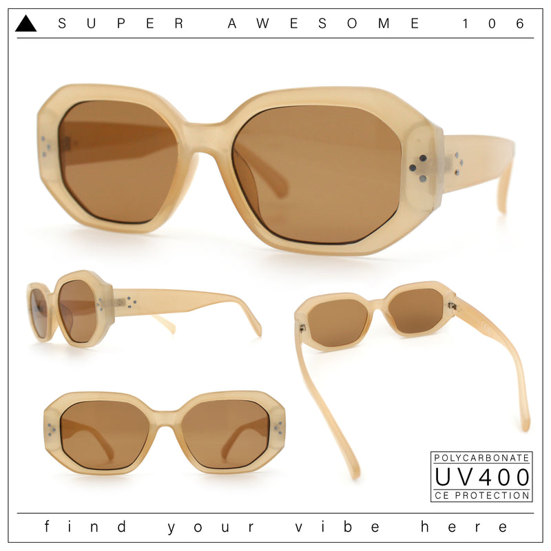 Womens Luxe Mod Fashion Octagon Beveled Thick Plastic Sunglasses