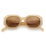 Womens Luxe Mod Fashion Octagon Beveled Thick Plastic Sunglasses