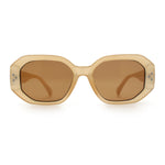 Womens Luxe Mod Fashion Octagon Beveled Thick Plastic Sunglasses