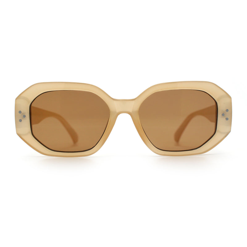 Womens Luxe Mod Fashion Octagon Beveled Thick Plastic Sunglasses