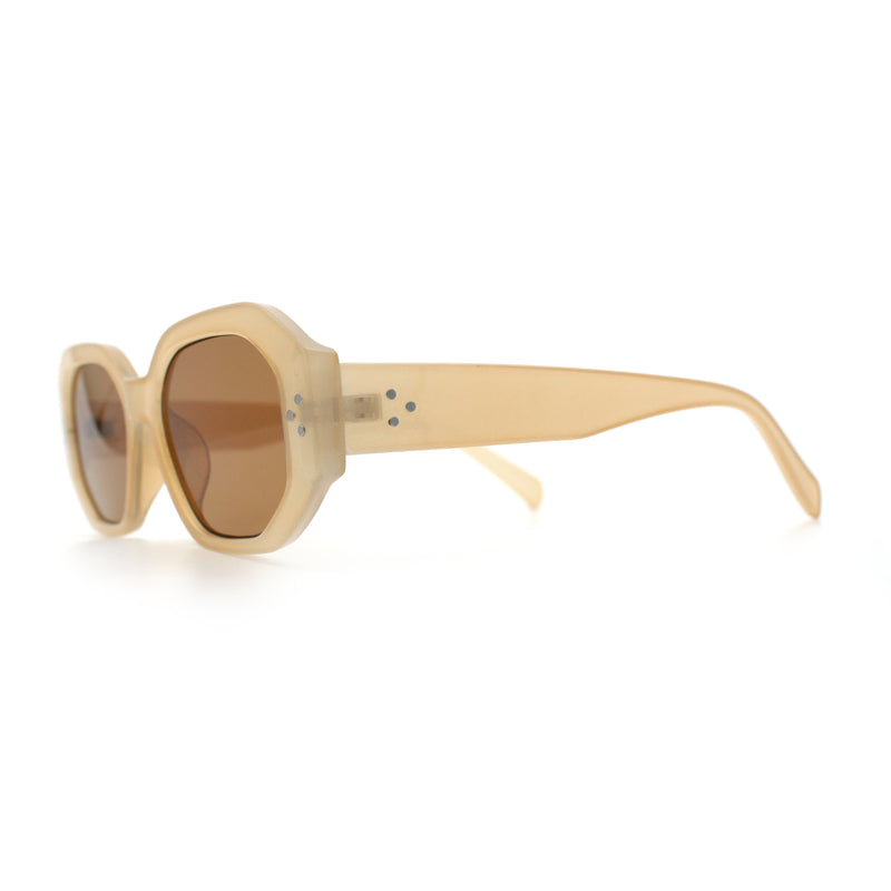 Womens Luxe Mod Fashion Octagon Beveled Thick Plastic Sunglasses