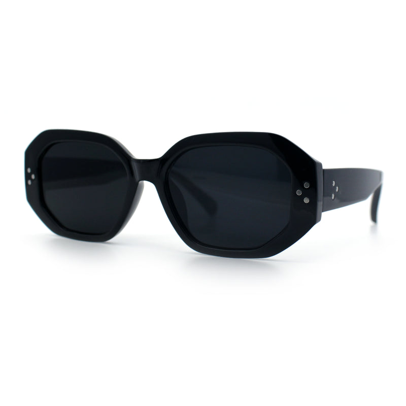 Womens Luxe Mod Fashion Octagon Beveled Thick Plastic Sunglasses