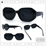 Womens Luxe Mod Fashion Octagon Beveled Thick Plastic Sunglasses