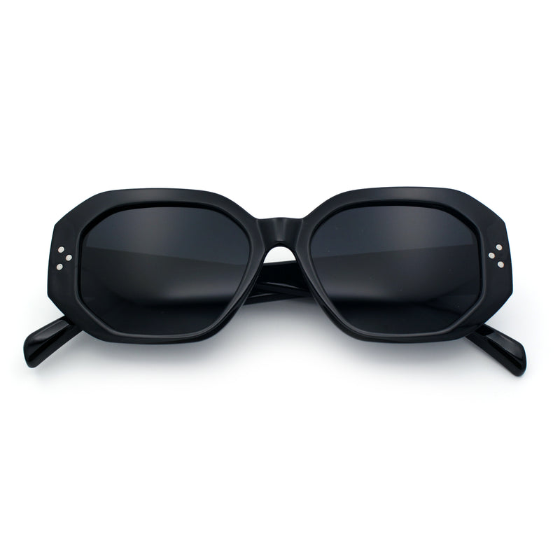 Womens Luxe Mod Fashion Octagon Beveled Thick Plastic Sunglasses