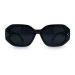 Womens Luxe Mod Fashion Octagon Beveled Thick Plastic Sunglasses