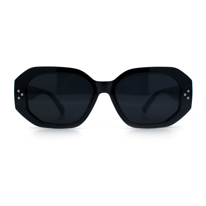 Womens Luxe Mod Fashion Octagon Beveled Thick Plastic Sunglasses