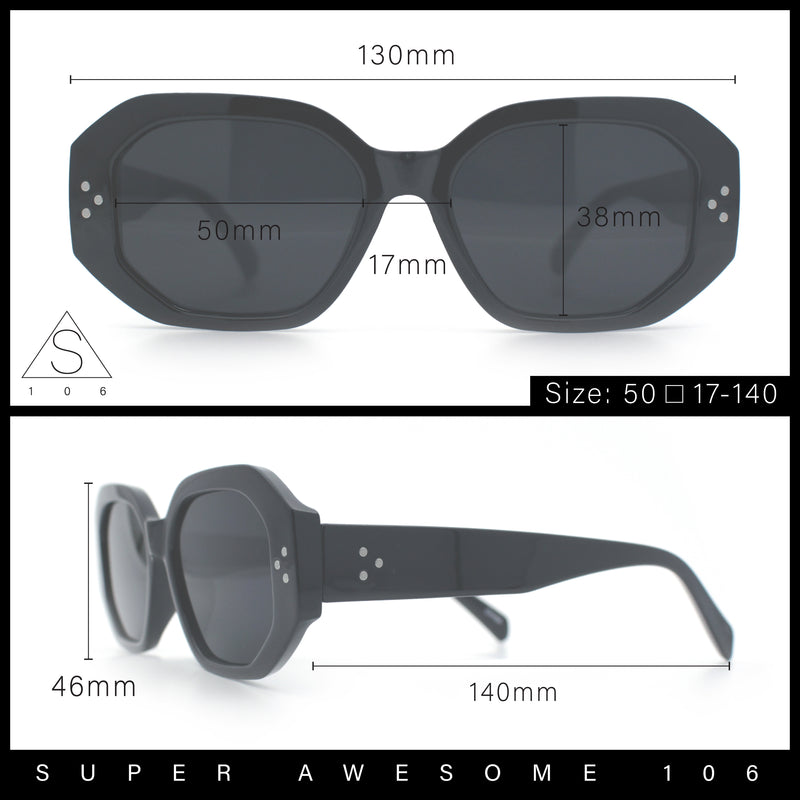 Womens Luxe Mod Fashion Octagon Beveled Thick Plastic Sunglasses