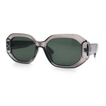 Womens Luxe Mod Fashion Octagon Beveled Thick Plastic Sunglasses