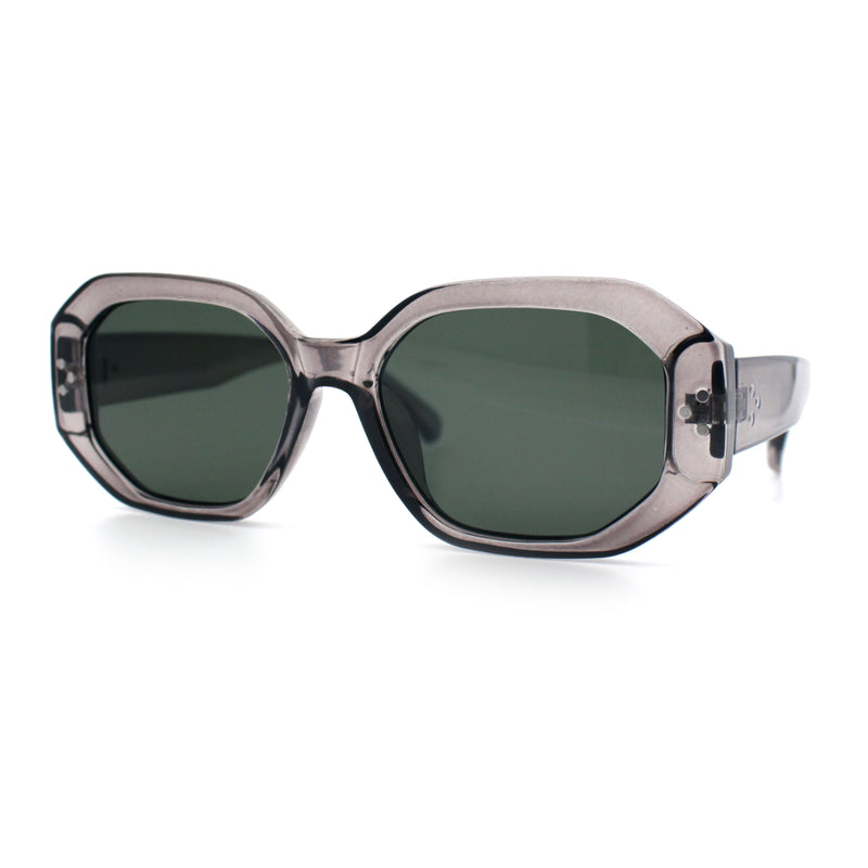 Womens Luxe Mod Fashion Octagon Beveled Thick Plastic Sunglasses