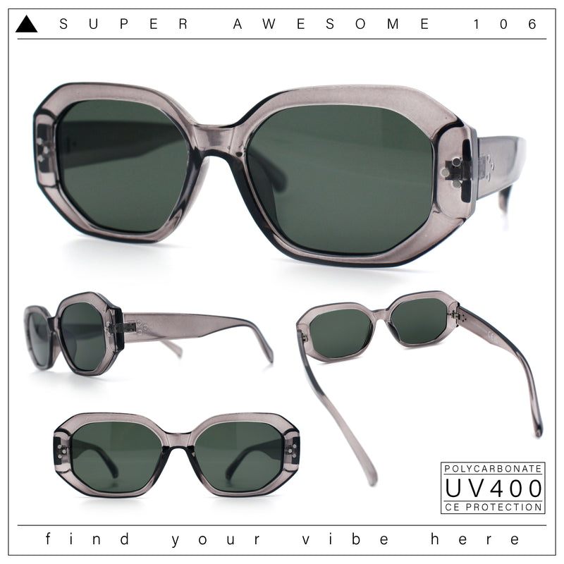 Womens Luxe Mod Fashion Octagon Beveled Thick Plastic Sunglasses