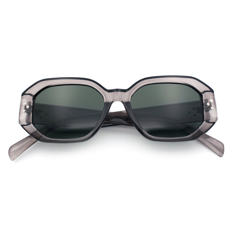 Womens Luxe Mod Fashion Octagon Beveled Thick Plastic Sunglasses