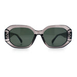Womens Luxe Mod Fashion Octagon Beveled Thick Plastic Sunglasses