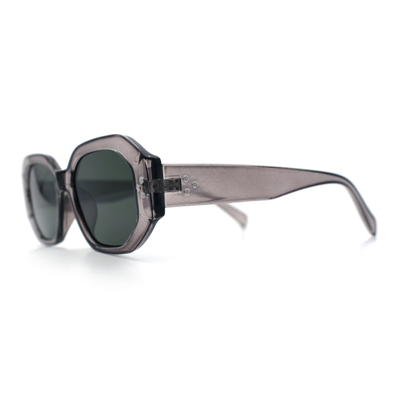 Womens Luxe Mod Fashion Octagon Beveled Thick Plastic Sunglasses