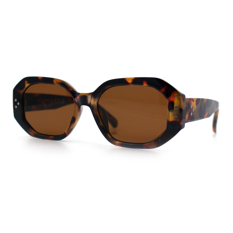 Womens Luxe Mod Fashion Octagon Beveled Thick Plastic Sunglasses
