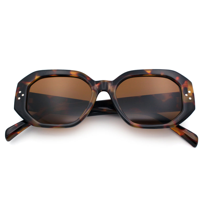Womens Luxe Mod Fashion Octagon Beveled Thick Plastic Sunglasses