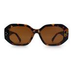 Womens Luxe Mod Fashion Octagon Beveled Thick Plastic Sunglasses