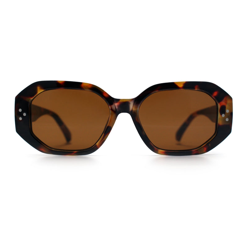 Womens Luxe Mod Fashion Octagon Beveled Thick Plastic Sunglasses