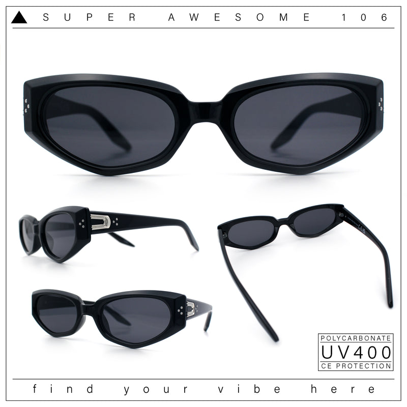 Womens Luxe Mod Fashion Cat Eye Beveled Thick Plastic Sunglasses