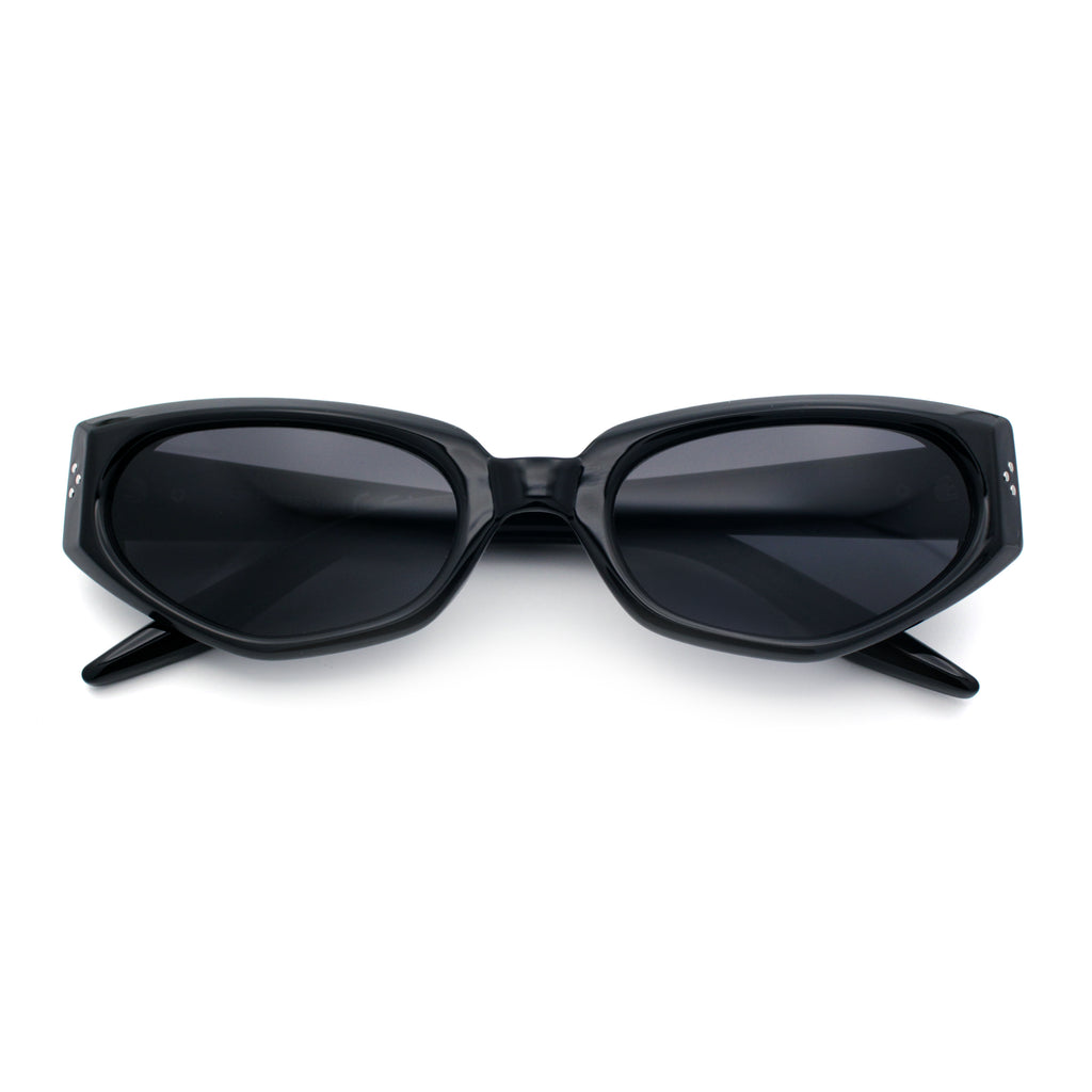 Womens Luxe Mod Fashion Cat Eye Beveled Thick Plastic Sunglasses