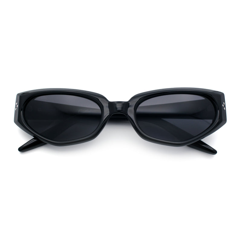 Womens Luxe Mod Fashion Cat Eye Beveled Thick Plastic Sunglasses