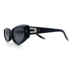 Womens Luxe Mod Fashion Cat Eye Beveled Thick Plastic Sunglasses