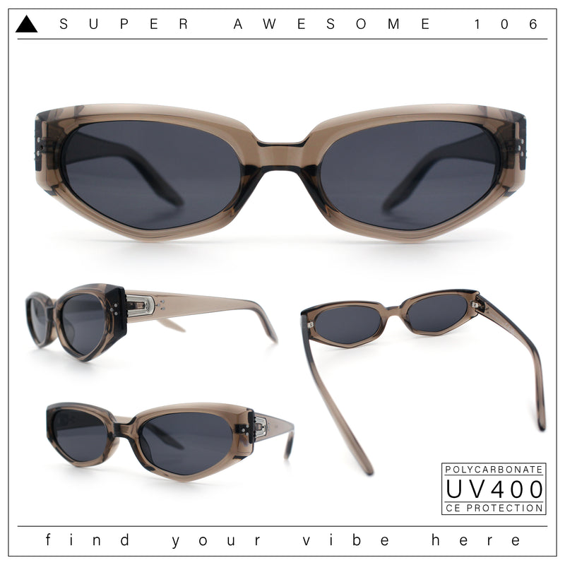 Womens Luxe Mod Fashion Cat Eye Beveled Thick Plastic Sunglasses