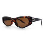 Womens Luxe Mod Fashion Cat Eye Beveled Thick Plastic Sunglasses