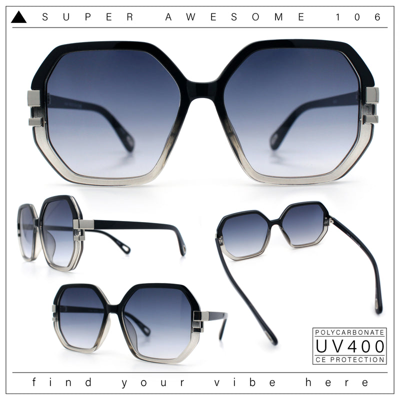 Womens Octagon Butterfly Designer Oversized Fashion Plastic Sunglasses