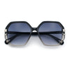 Womens Octagon Butterfly Designer Oversized Fashion Plastic Sunglasses