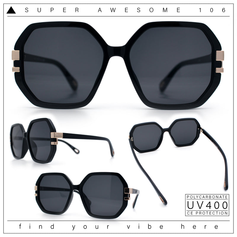 Womens Octagon Butterfly Designer Oversized Fashion Plastic Sunglasses
