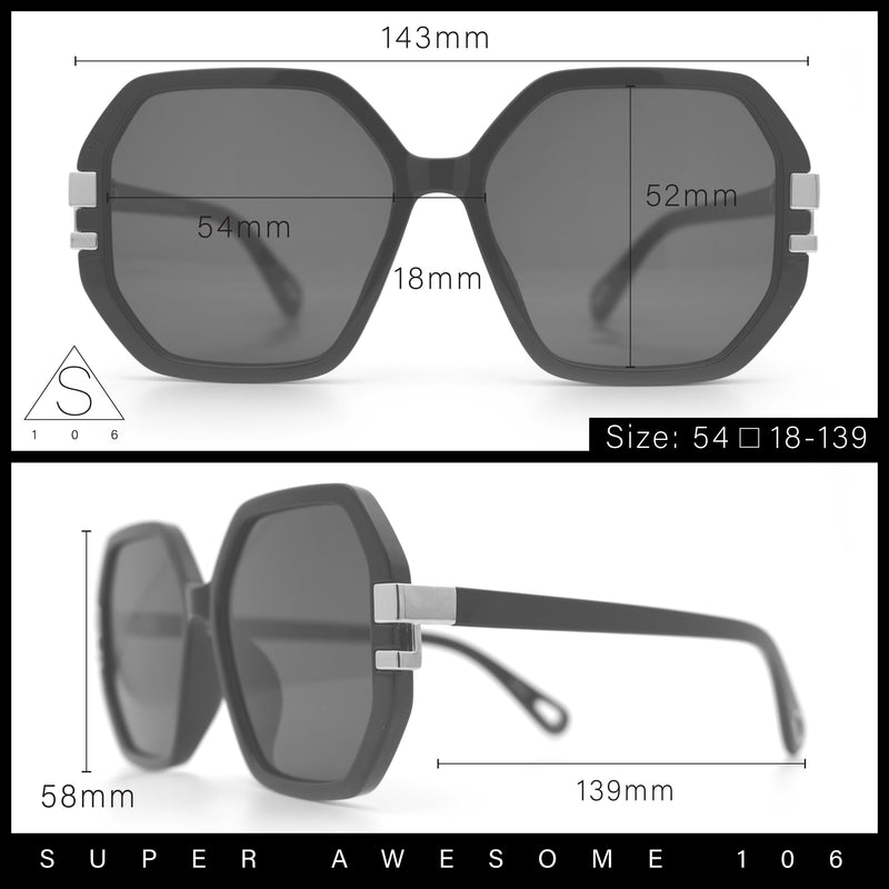 Womens Octagon Butterfly Designer Oversized Fashion Plastic Sunglasses