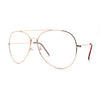 XL Oversized Gold Tear Drop Shape Officer Metal Rim Clear Lens Fashion Glasses