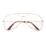 XL Oversized Gold Tear Drop Shape Officer Metal Rim Clear Lens Fashion Glasses