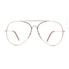 XL Oversized Gold Tear Drop Shape Officer Metal Rim Clear Lens Fashion Glasses