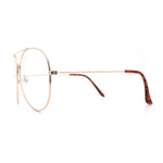 XL Oversized Gold Tear Drop Shape Officer Metal Rim Clear Lens Fashion Glasses