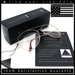 XL Oversized Gold Tear Drop Shape Officer Metal Rim Clear Lens Fashion Glasses