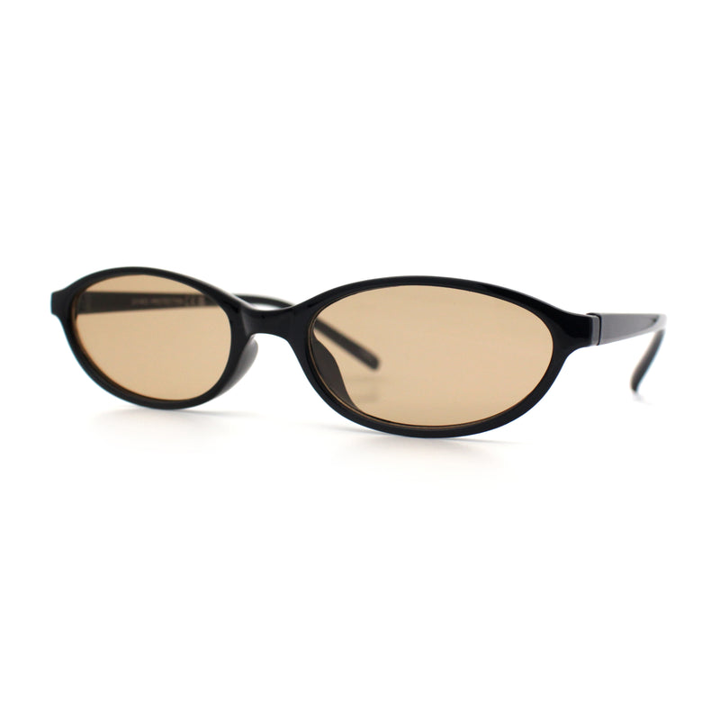 Womens Micro Oval Snug Dad Fashion Thin Plastic Sunglasses